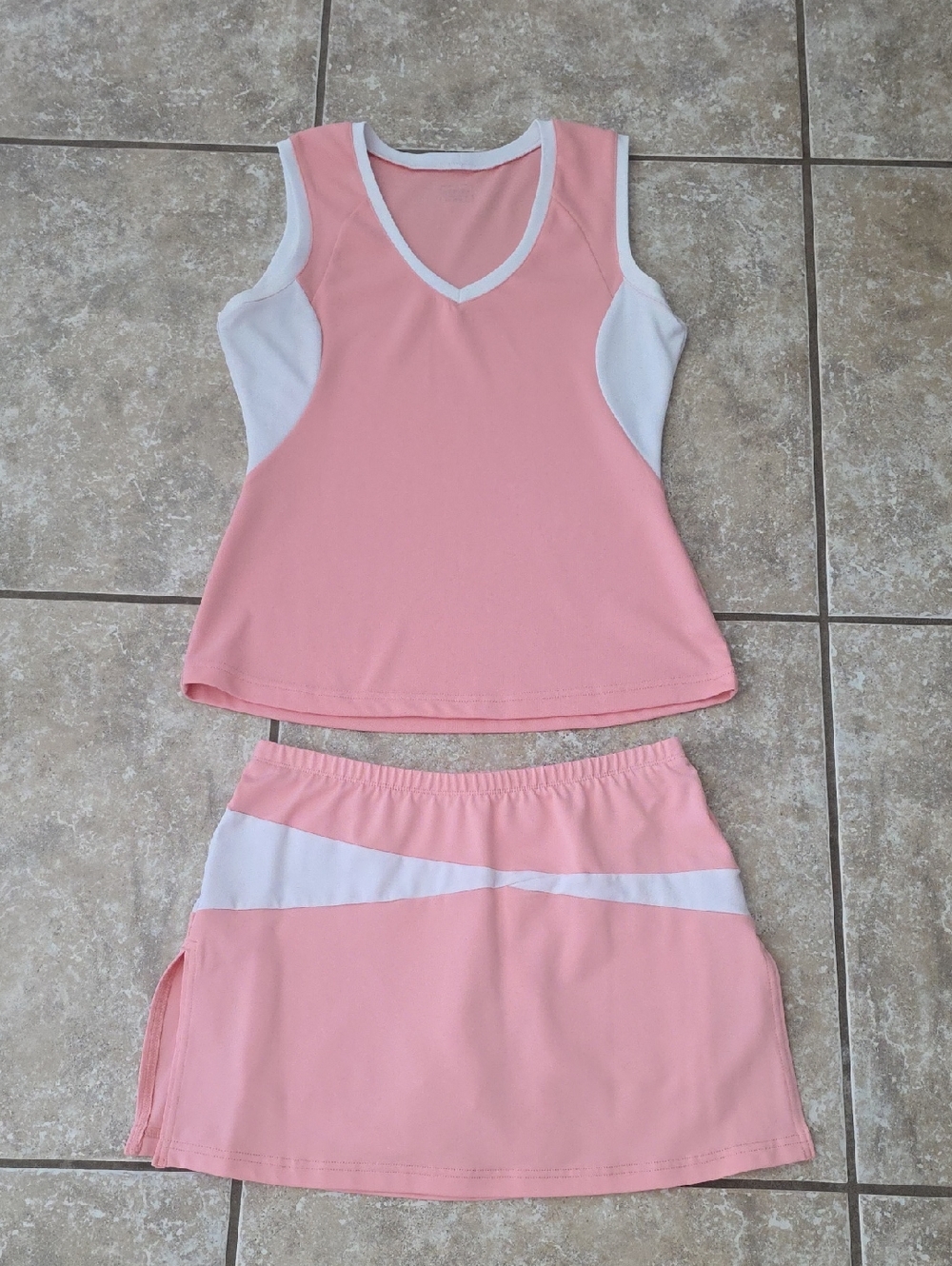 Aspire Light Pink and White Athletic Tank